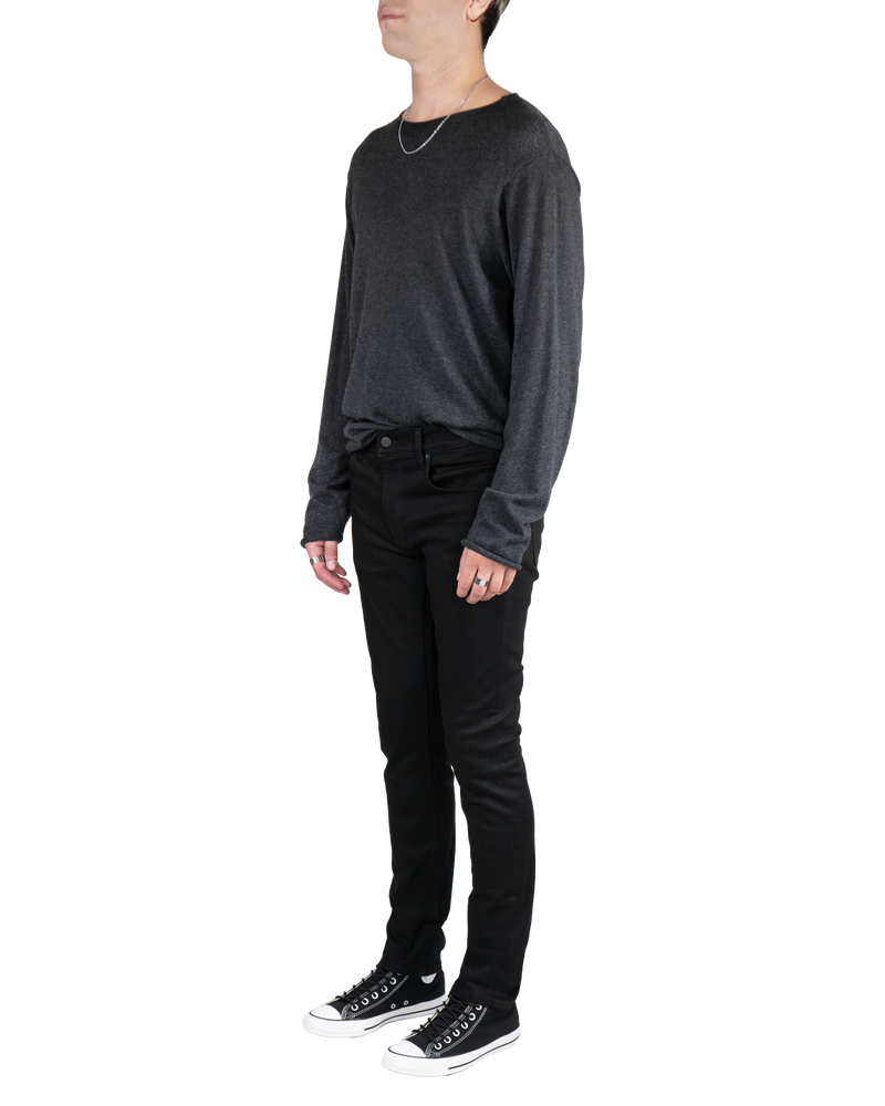 Men's Skinny Jeans in Stretch Jet Black-full view (side)