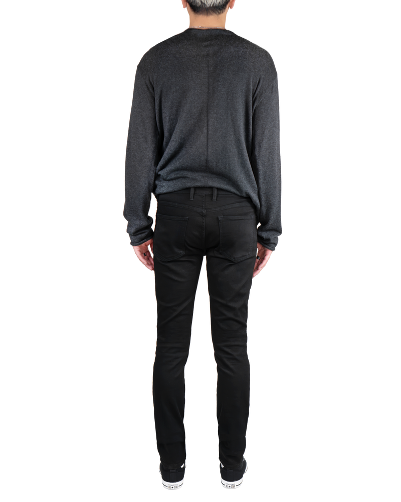 Men's Skinny Jeans in Stretch Jet Black-full view (back)