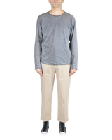 Men's Raw Edge Long Sleeve Crew in Carbon Heather-full view front