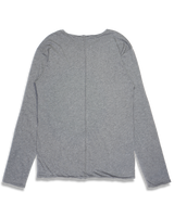 Men's Raw Edge Long Sleeve Crew in Carbon Heather-flat lay (back)