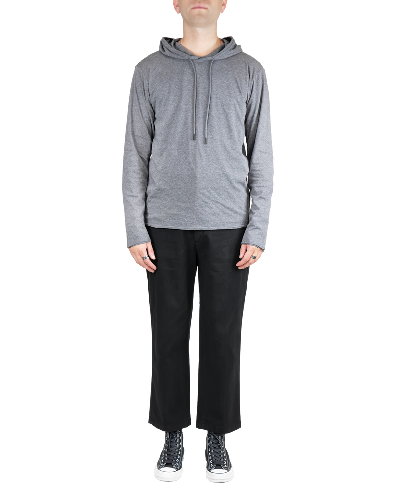 Men's Raw Edge Hoodie in Carbon Heather-front