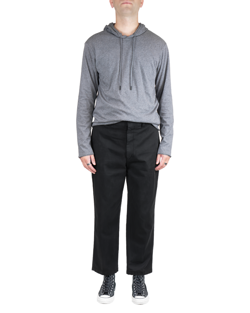 Men's Cropped Workwear Chino in Black-front