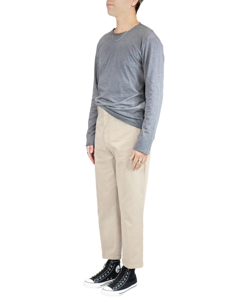 Men's Cropped Workwear Chino in Khaki-side