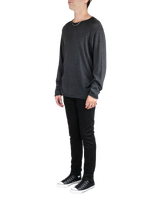 Men's Long Sleeve Pullover with Rolled Edges in Dark Heather-full side view