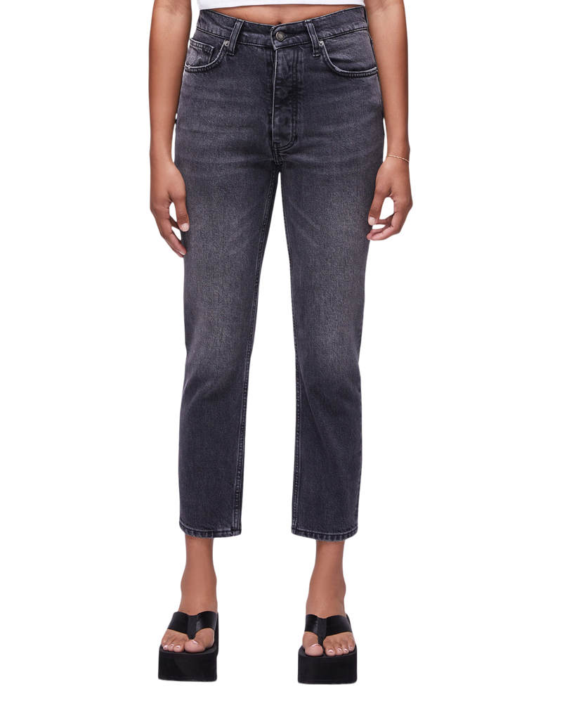 Women's ABSLT Cigarette Straight Jeans in Black Worn