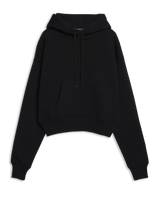 Women's Cropped Hoodie in Black-flat lay front