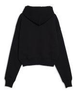 Women's Cropped Hoodie in Black-flat lay back