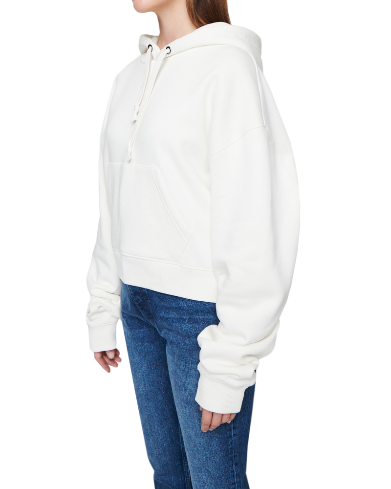 Women's Crop Hoodie in Off White-side