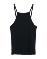 Spaghetti Strap Rib Tank in Black