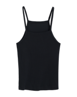 Spaghetti Strap Rib Tank in Black