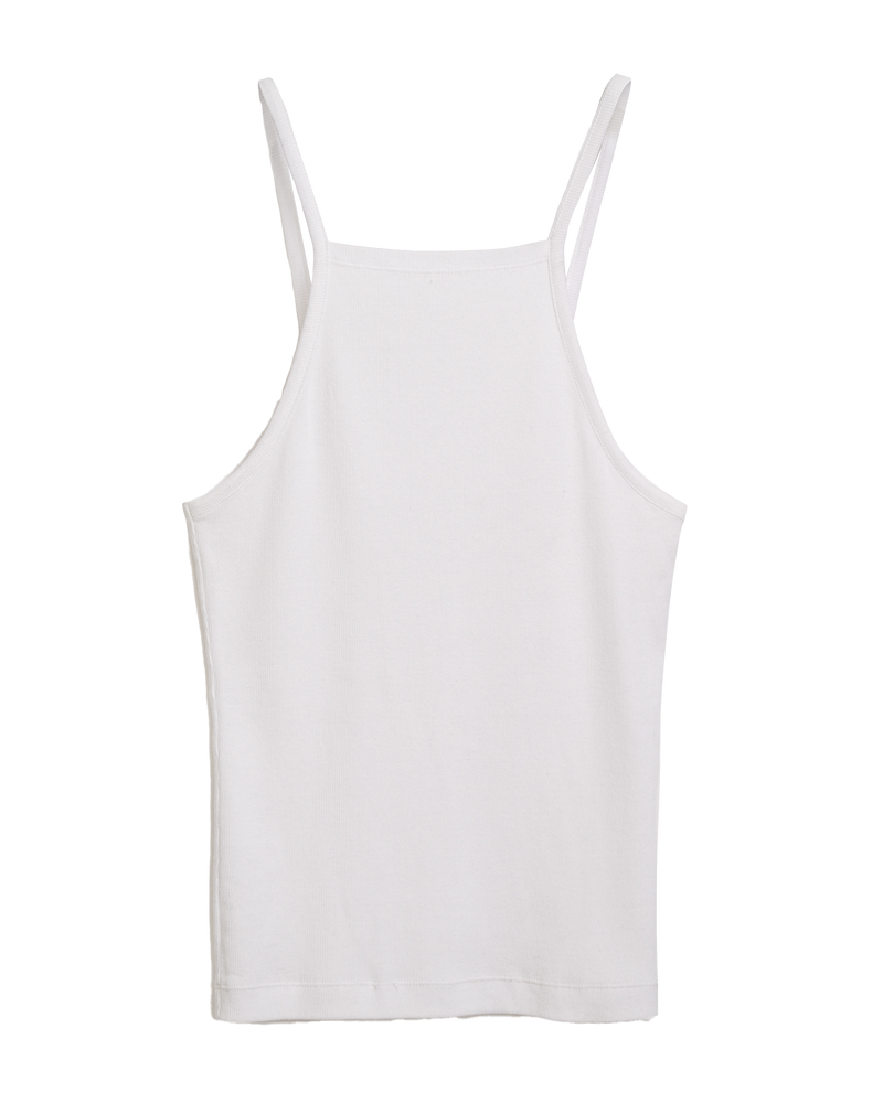 Spaghetti Strap Rib Tank in White