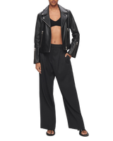 Women's Leather Biker Jacket in Black with Silver Hardware