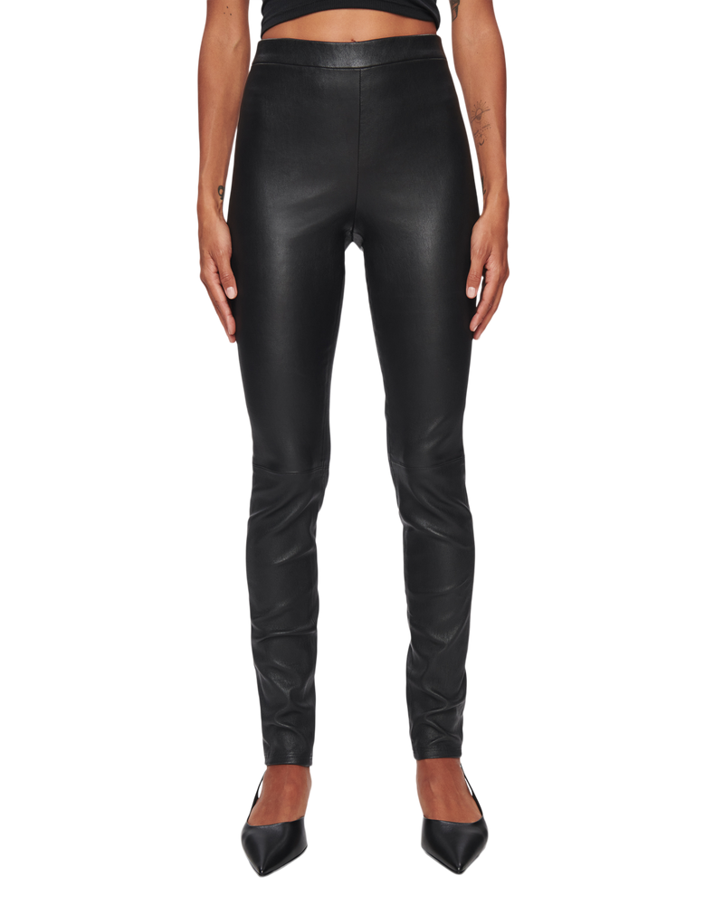 Women's Leather Leggings in Black