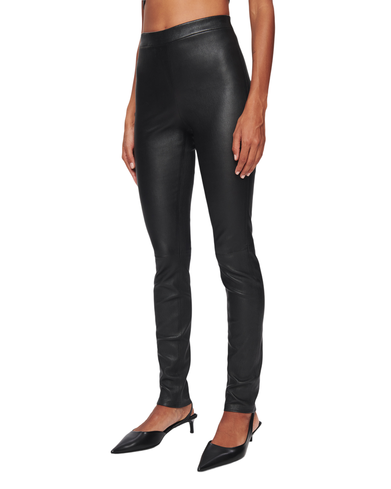 Women's Leather Leggings in Black