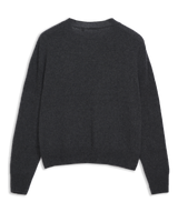 Women's Italian Brushed Cashmere Crew Neck Sweater in Charcoal