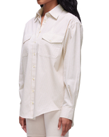 90s Button Down in Khaki White Stripe