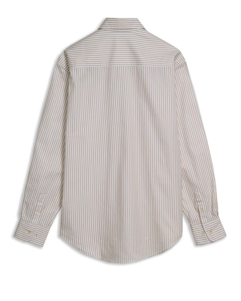 90s Button Down in Khaki White Stripe