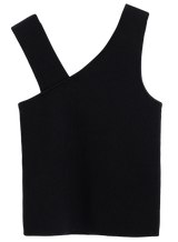 Asymmetrical Rib Tank in Black