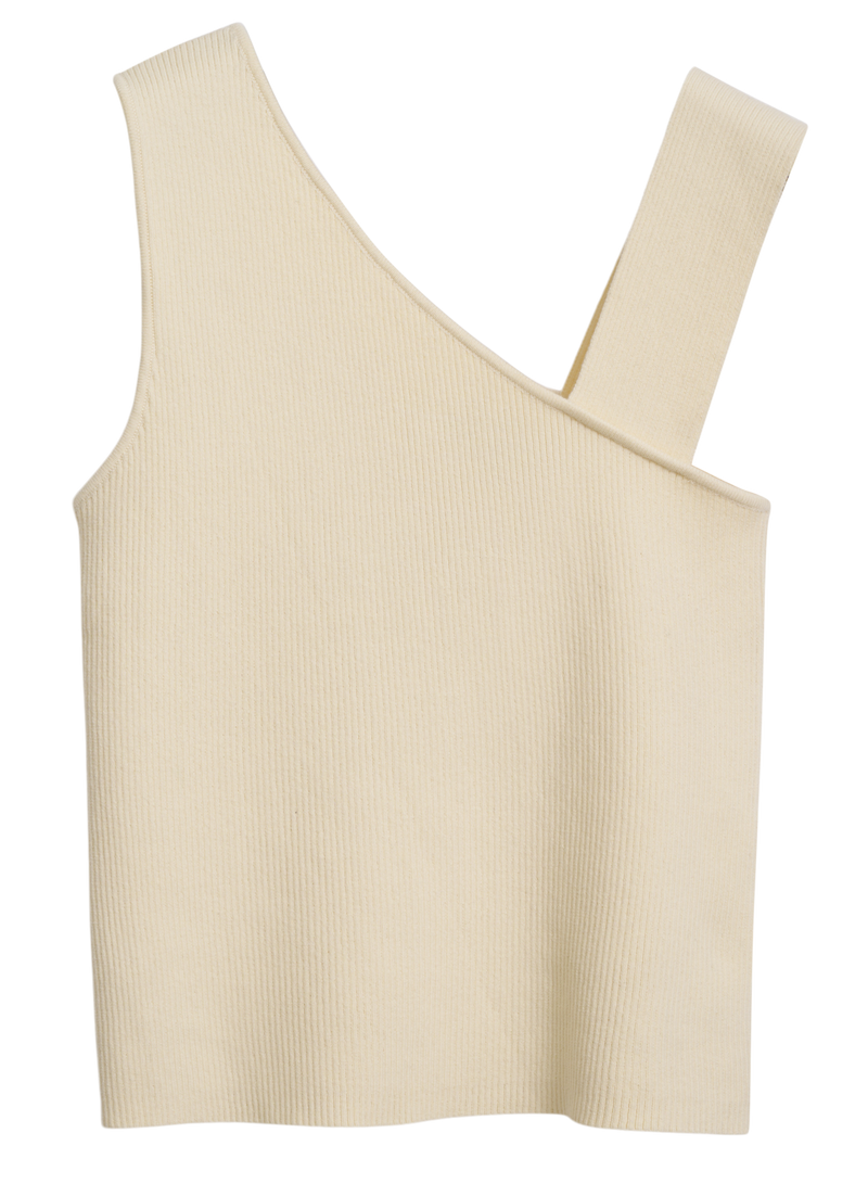 Asymmetrical Rib Tank in Buttercream