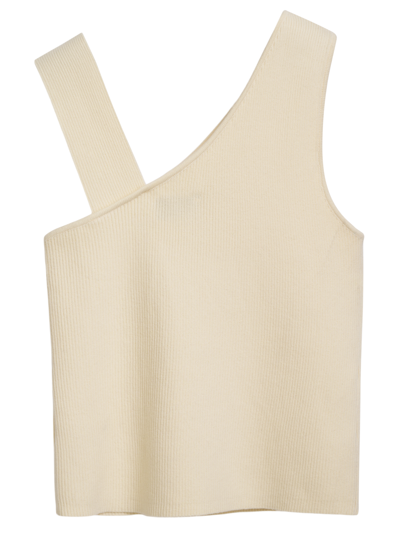 Asymmetrical Rib Tank in Buttercream