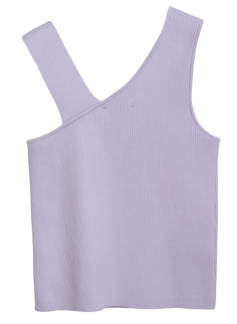 Asymmetrical Rib Tank in Lilac