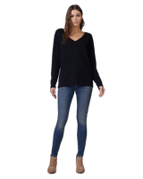 Women's Cashmere V-Neck Sweater in Black