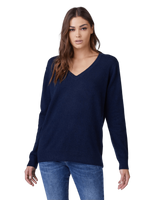 Women's Cashmere V-Neck Sweater in Navy