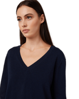 Women's Cashmere V-Neck Sweater in Navy