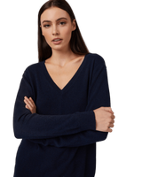 Women's Cashmere V-Neck Sweater in Navy